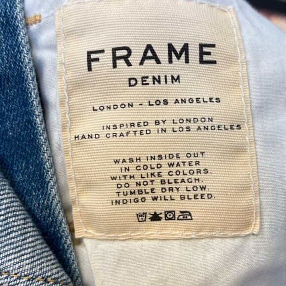 FRAME Le Garcon Denim Overalls in Stone Canyon Skinny Distressed Cropped Blue - Picture 9 of 10